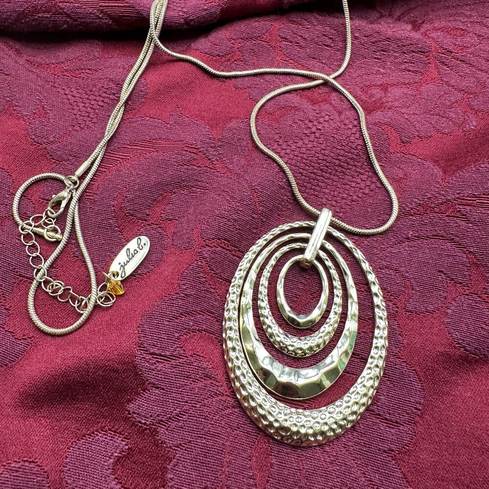 Jules B.  “Circle” Gold-Tone Pendant Necklace on Long Snake Chain
